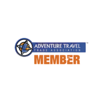 Adventure Travel Trade Association logo with a blue text box, a circular graphic, and the word MEMBER in orange.