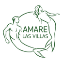 Logo for Amare Las Villas, featuring a mermaid and merman inside a green circle.