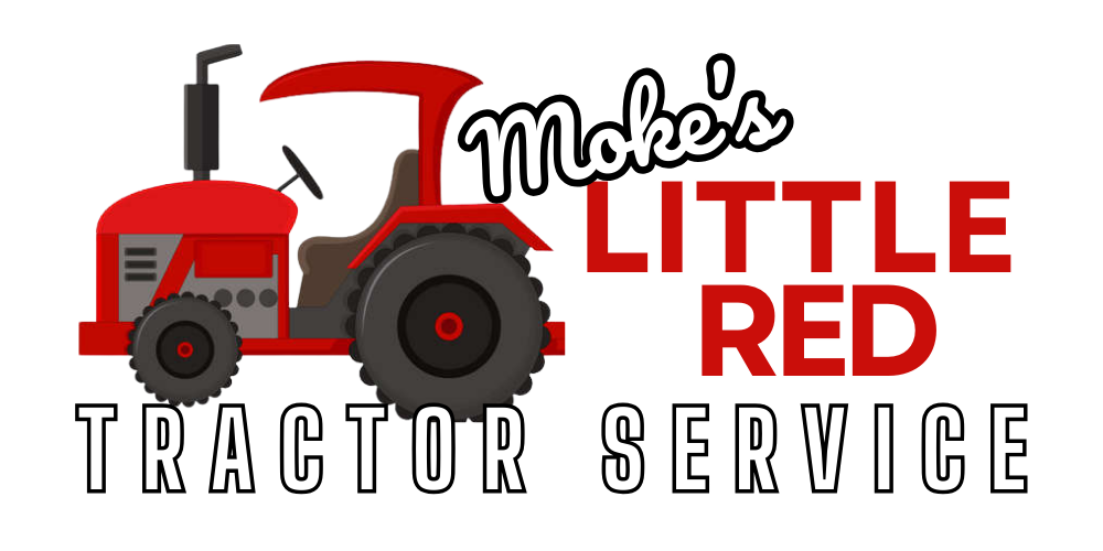 Red tractor graphic with the text 