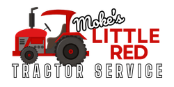 Red tractor graphic with the text 