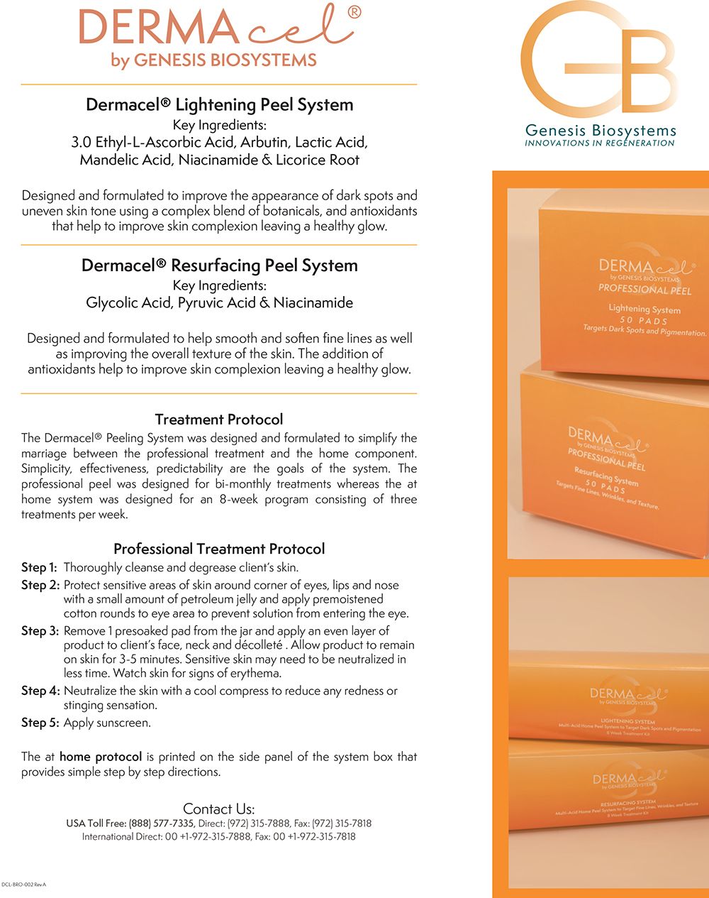 DeramCell Peel System Info