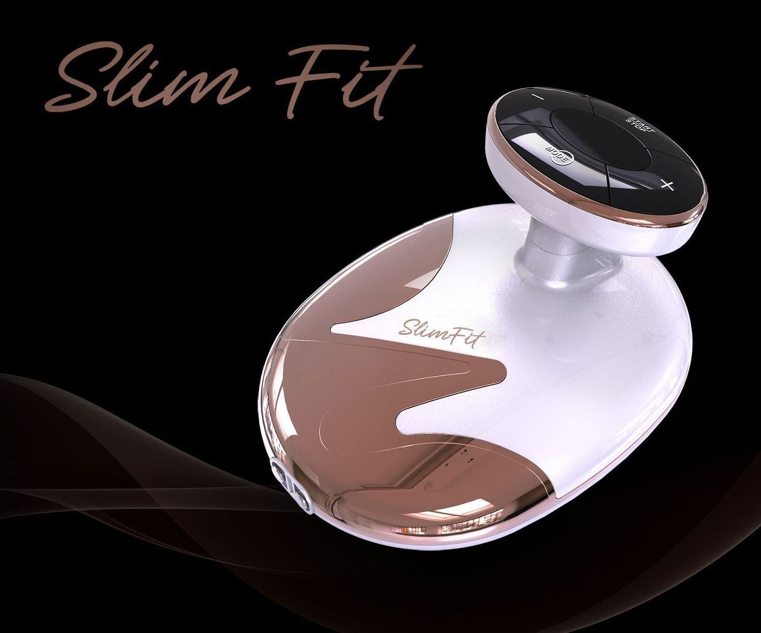 a slim fit device is shown on a black background
