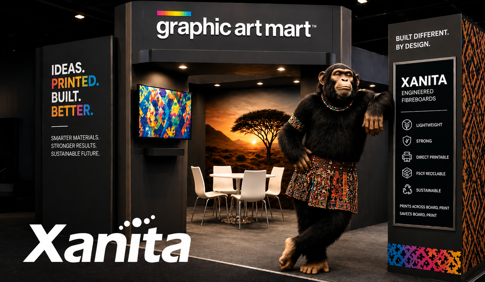 Graphic Art Mart, Xanita este o placă din fibre de lemn prelucrate, fabricată din fibre de hârtie reciclată, care oferă o alternativă practică la materialele tradiționale de afișare.
Conceput pentru imprimare directă pe platforme UV, latex și solvent, Xanita elimină necesitatea montării în multe aplicații, ajutând la eficientizarea producției și la finalizarea lucrărilor mai rapid.