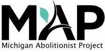 The logo for the michigan abolitionist project is black and green.