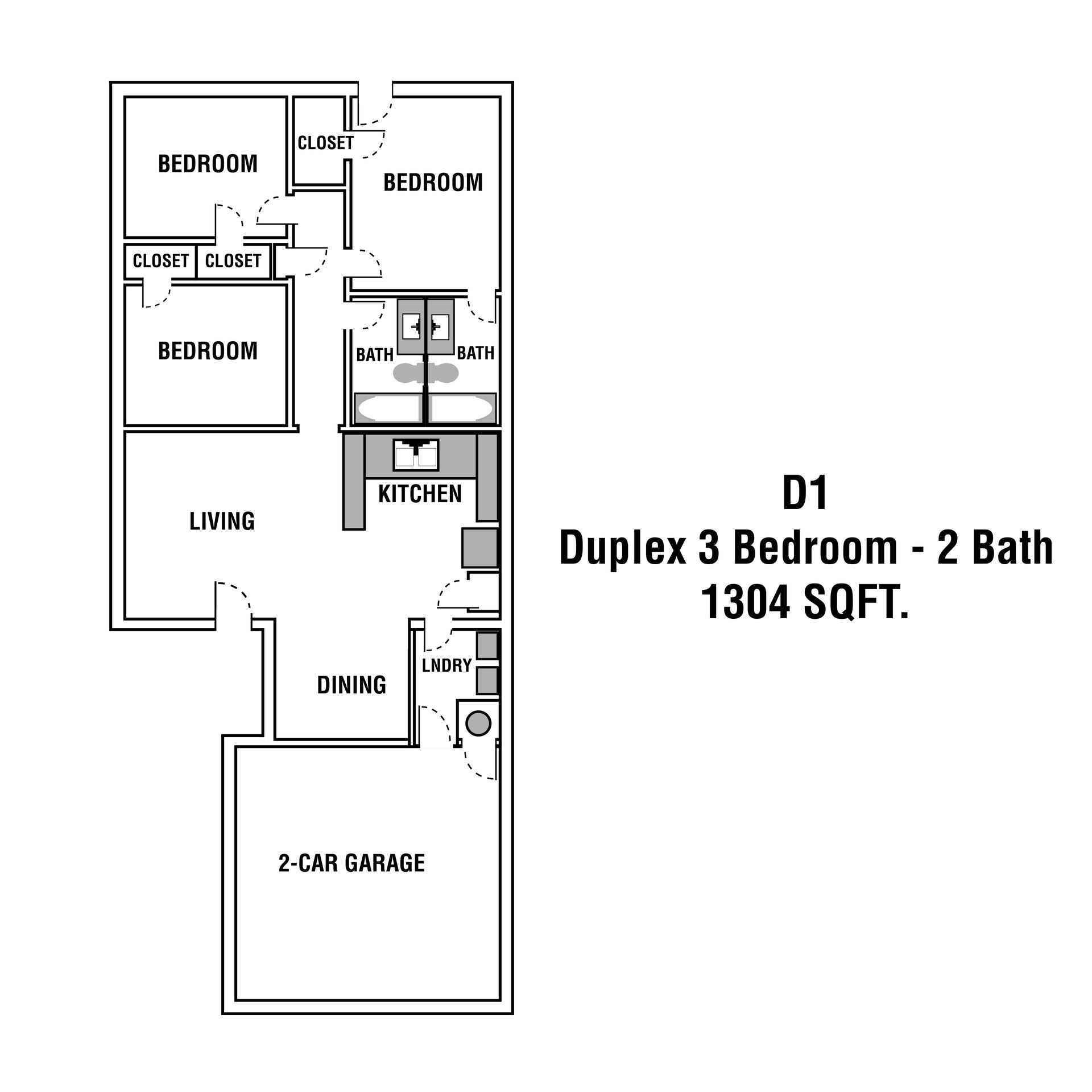 3 Bed | 2 Bath | 1304 SQFT.