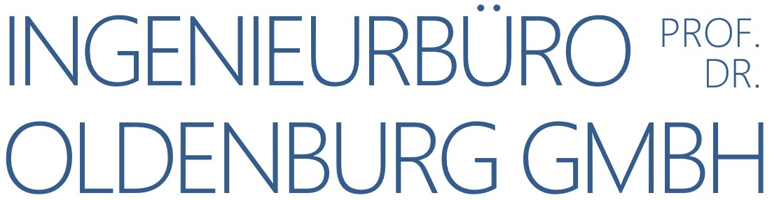 Logo für das Ingenieurbüro Oldenburg GmbH, mit blauem Text und „Prof. Dr.“ rechts.