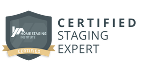 Certified Staging Expert Certified Staging Expert badge with blue shield logo and gold ribbon from Home Staging Institute