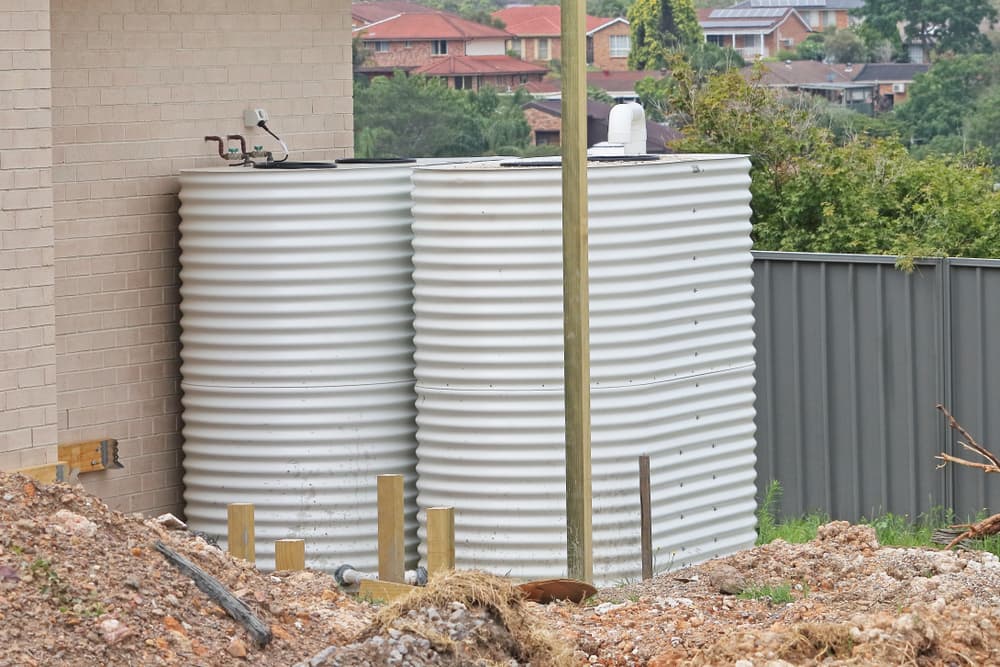 Two Rainwater Cylinder Tanks
