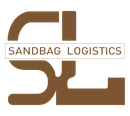 Sandbag Logistics logo in brown and beige with stylized initials behind the company name.