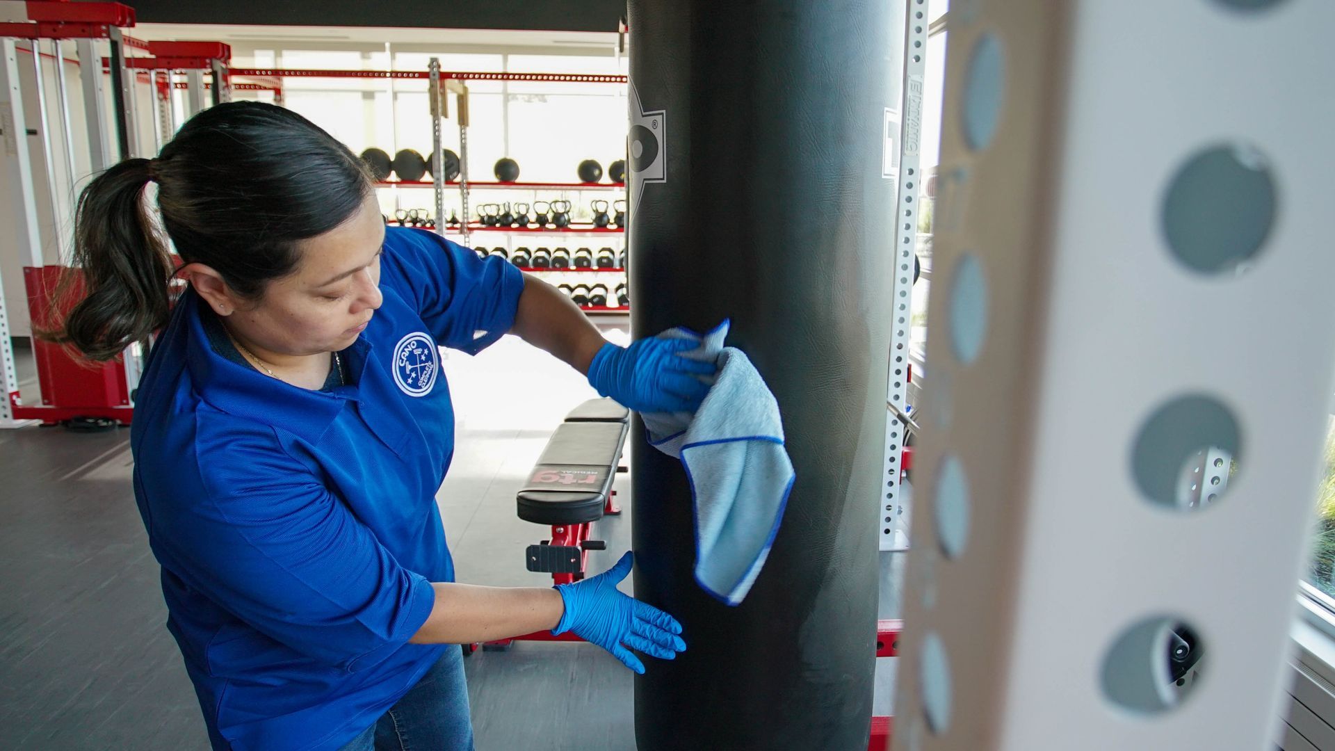 A woman cleaning
