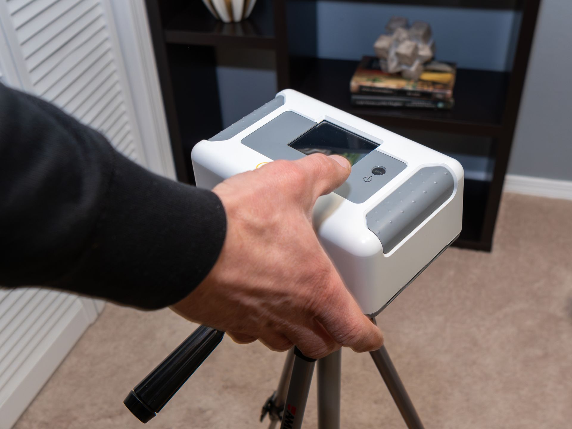 Home inspector doing a radon test.