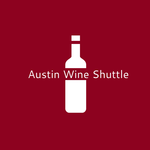 Austin Wine Shuttle logo on a red background with a white wine bottle icon