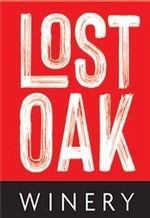 Lost Oak Winery logo in red and white text on a black background