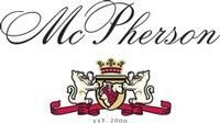 McPherson logo with black script text above a red-and-gold crest featuring two lions and a crown