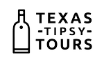 Texas Tipsy Tours logo with a bottle icon and bold black text on white background