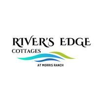 River’s Edge Cottages logo with blue and green wave accents and “At Morris Ranch” text