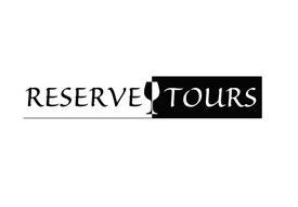 Reserve Tours logo with black text and a wine glass icon on a white background