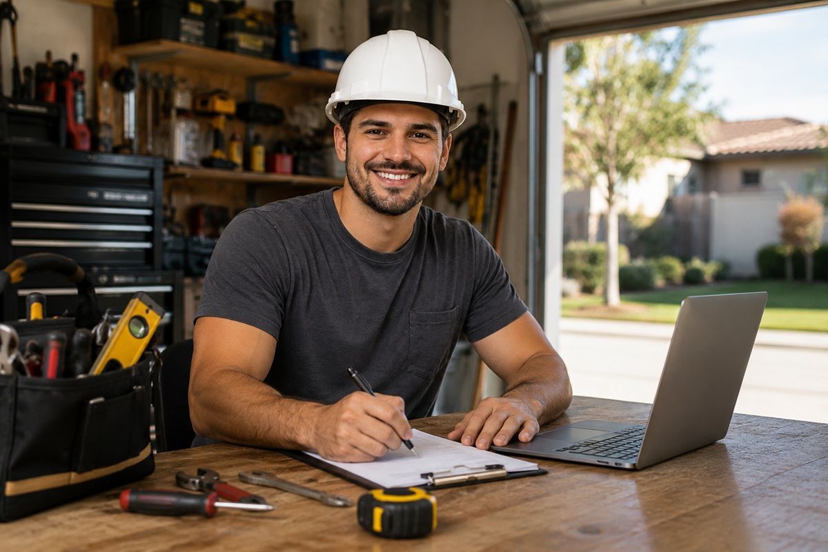 Handyman planning a service appointment for a Hanford property