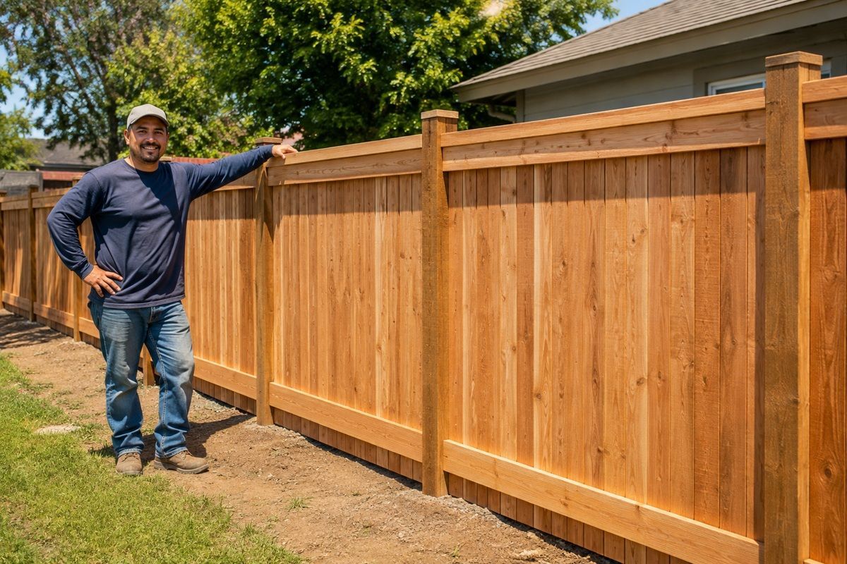 Completed fence restoration at a residential property in Hanford, CA