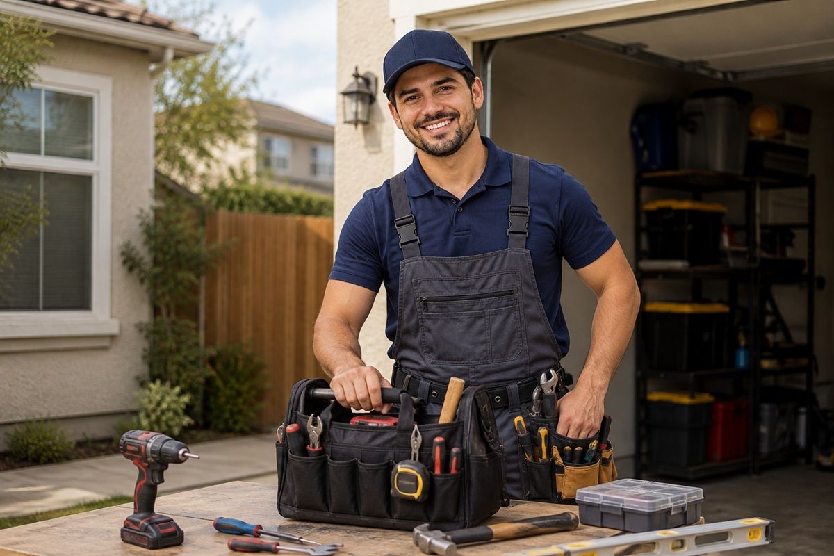 Handyman arriving for a service appointment at a Hanford home