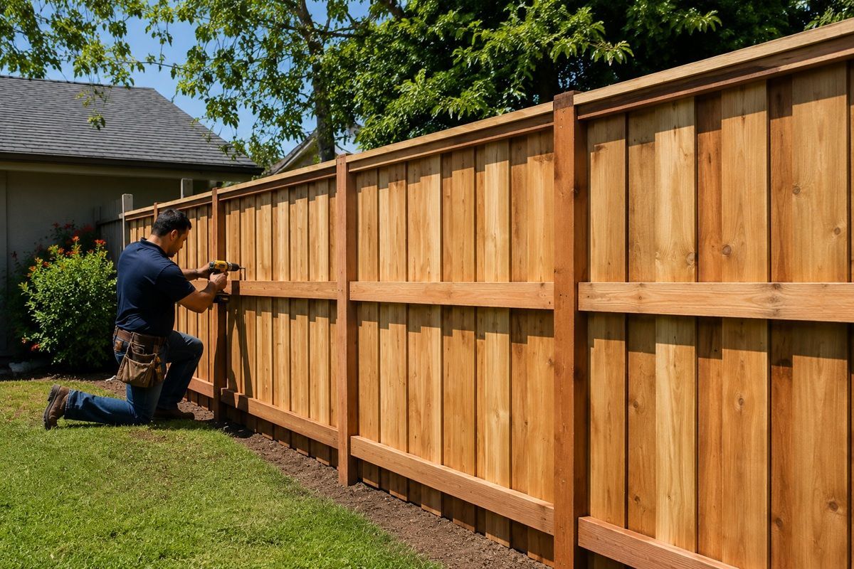 Recently completed fence repair project at a Hanford residential property