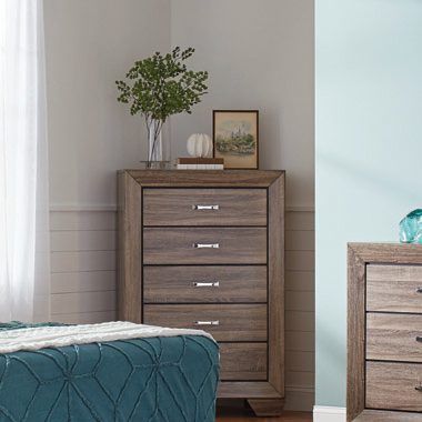 Kauffman 5-drawer Bedroom Chest Washed Taupe