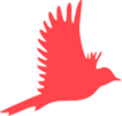 Red bird silhouette in flight with wings spread