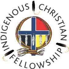 Circular logo for Indigenous Christian Fellowship with cross in red, blue, yellow, and black