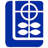 Blue and white laundry icon with washer and clothes on a square background