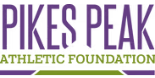 Pikes Peak Athletic Foundation logo in purple and green. The text reads