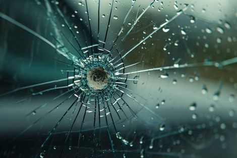 Broken glass window