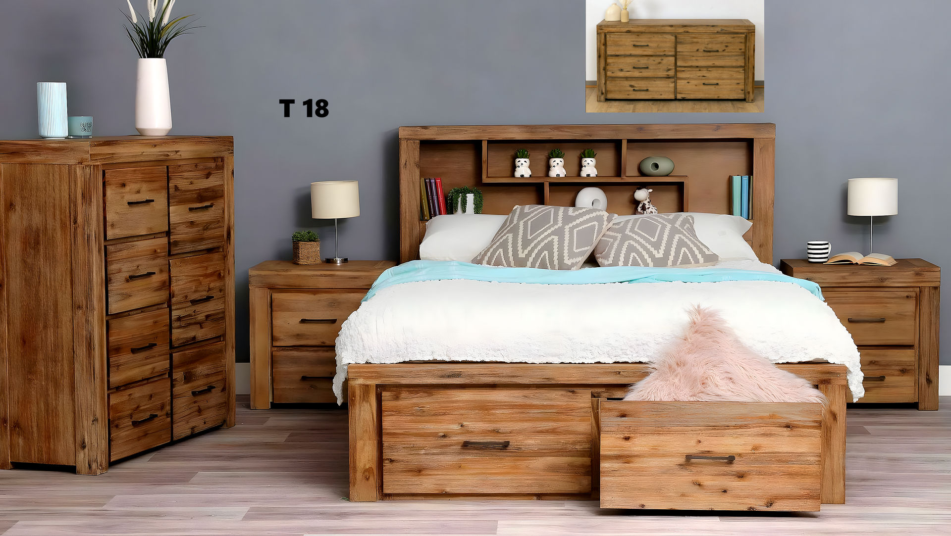 A Bedroom Set With a Bed, Dresser, and Nightstand — Bryants Beds and Mattresses In Lismore, NSW