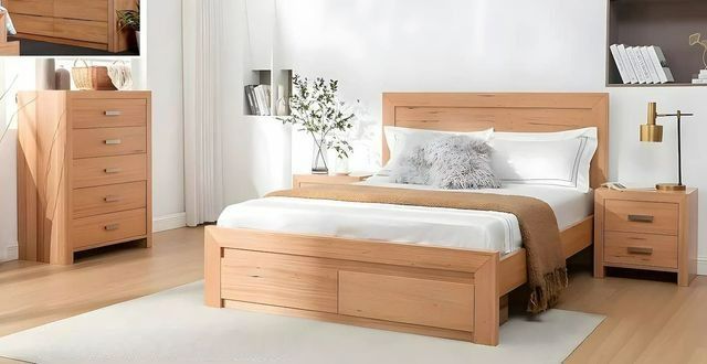 A Bedroom Set With a Bed, Dresser, Mirror and Nightstand — Bryants Beds and Mattresses In Lismore, NSW