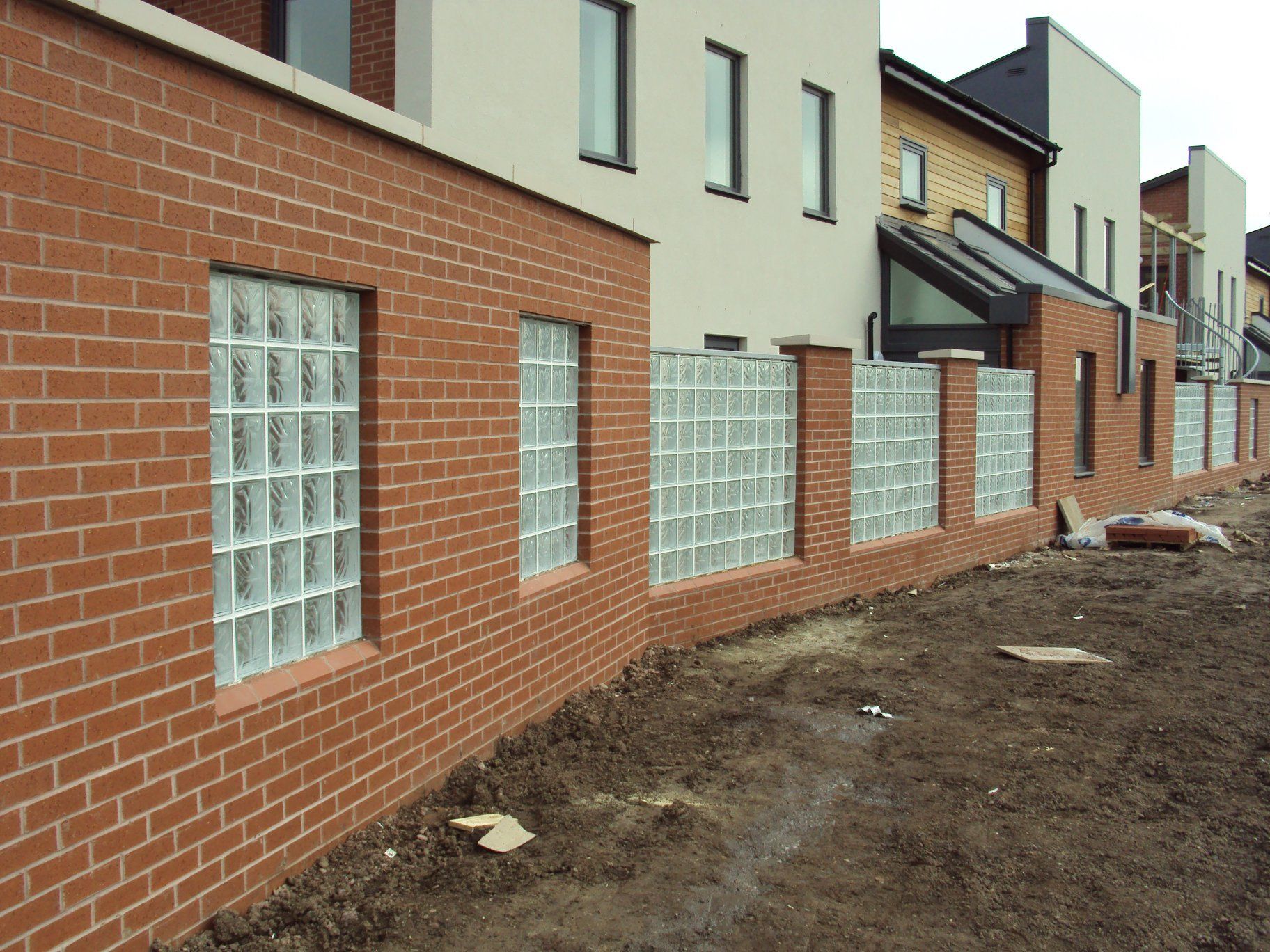 Clear glass brick wall outdoors