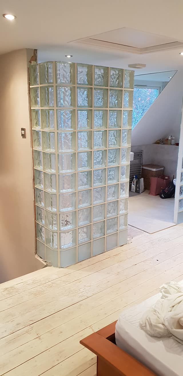Clear glass block wall