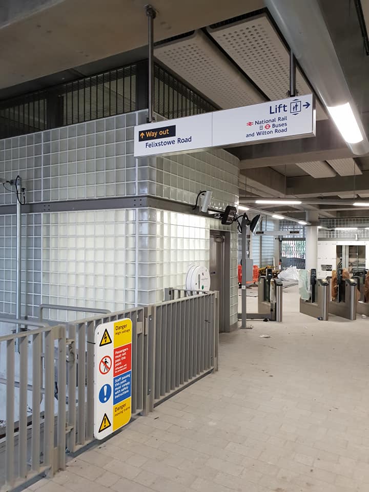 Glass wall in station near Felixstowe Road