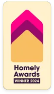 A logo for homely awards winner 2024