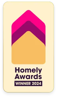 A logo for homely awards winner 2024