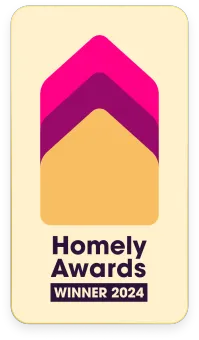 A logo for homely awards winner 2024