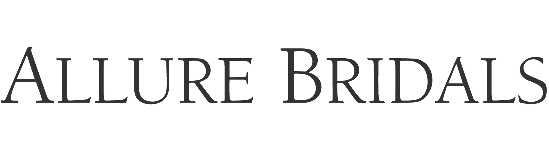 Allure Bridals logo in black serif text on a white background