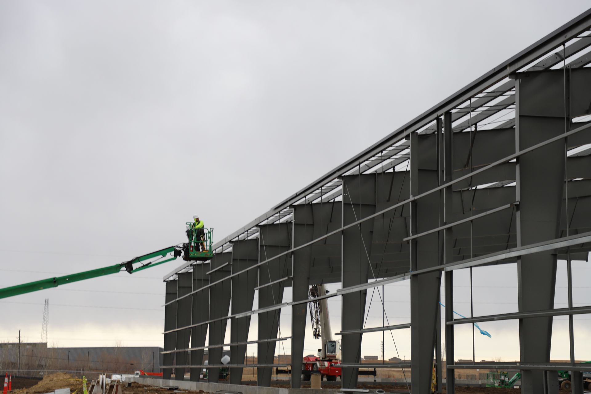 CL Construction millwright crew working on installation and structural assembly at the new Millard Activity Center construction site in Elkhorn, Nebraska, partnering with Sampson Construction to build the state-of-the-art 85,000 sq ft community facility near 204th & Q Street