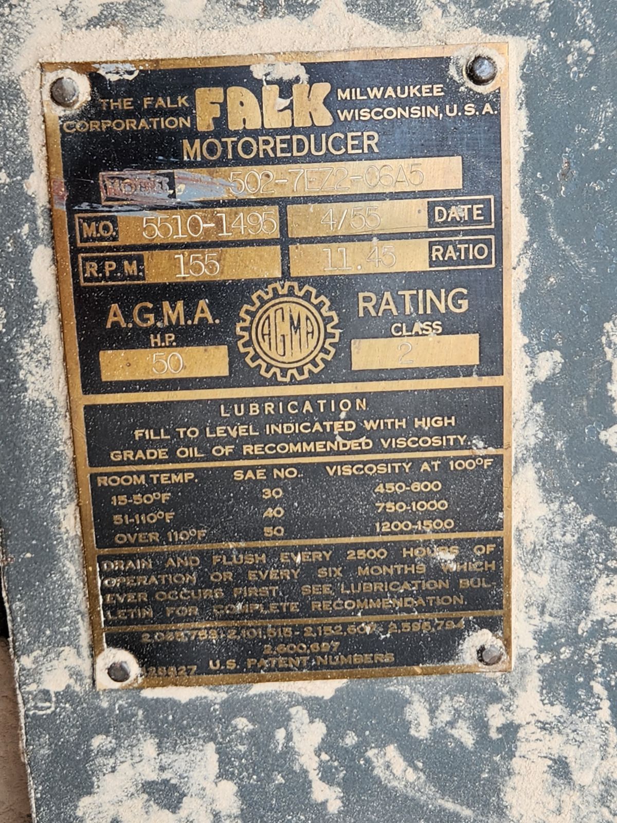 A close up of a label for a motor reducer