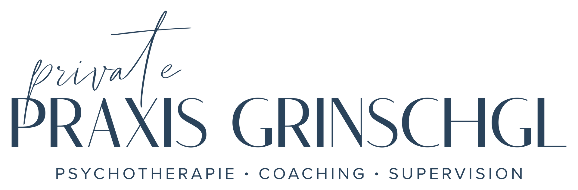 Logo für „PRAXIS GRINSCHGL“ mit den Worten „Psychotherapie · Coaching · Supervision“ 