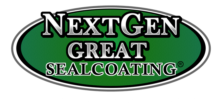 A green and black logo for nextgen great sealcoating