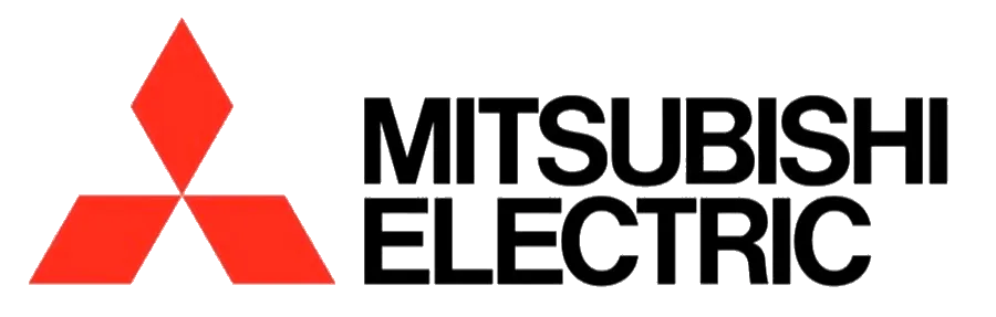The red three-diamond logo of Mitsubishi Electric to the left of the company name in black, bold, sans-serif text.