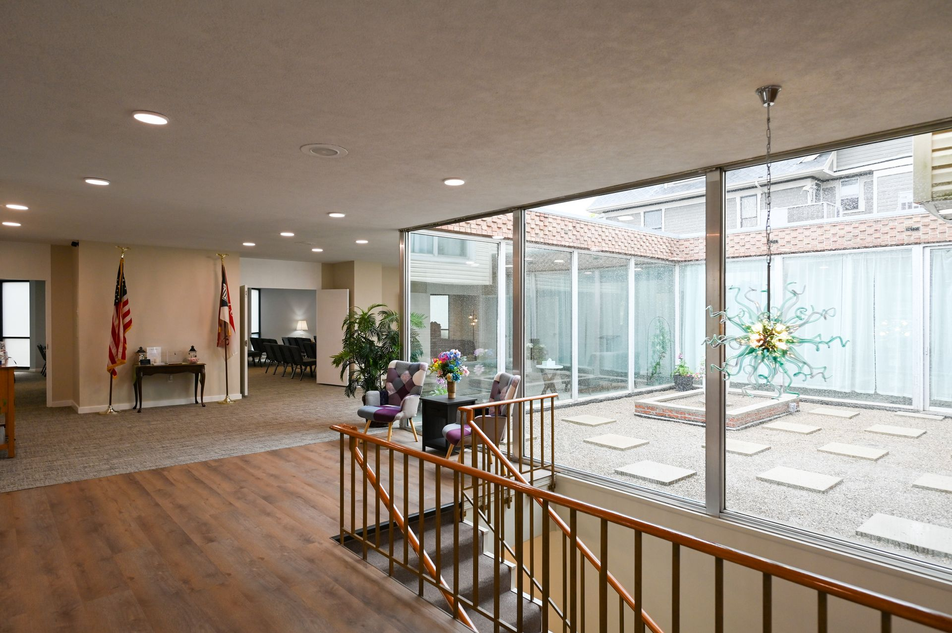 A beautiful reflection garden at the newly remodeled Edwards Funeral Service in Marion.