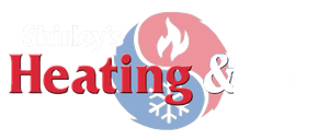 Heating & logo with red text, flame above, and blue snowflake below in a circular icon
