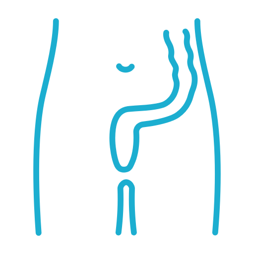 Un disegno a tratteggio dello stomaco di una donna con la lingua fuori.