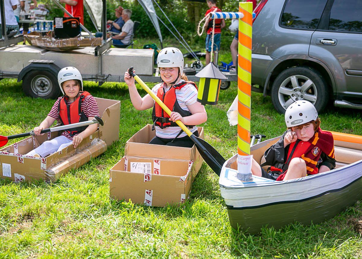 3 Children in their rafts for the Fakenham Raft Race