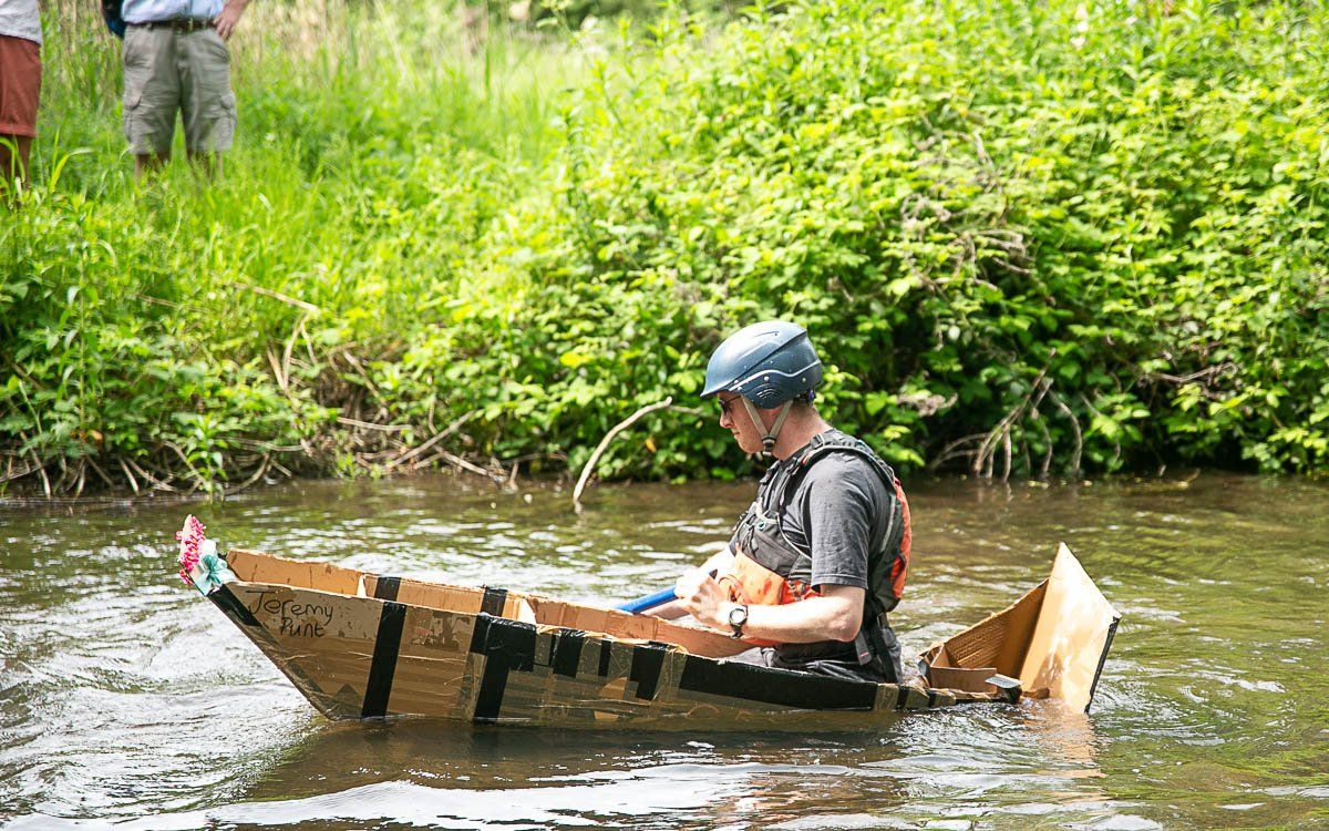 1 person in their raft for the Fakenham Raft Race